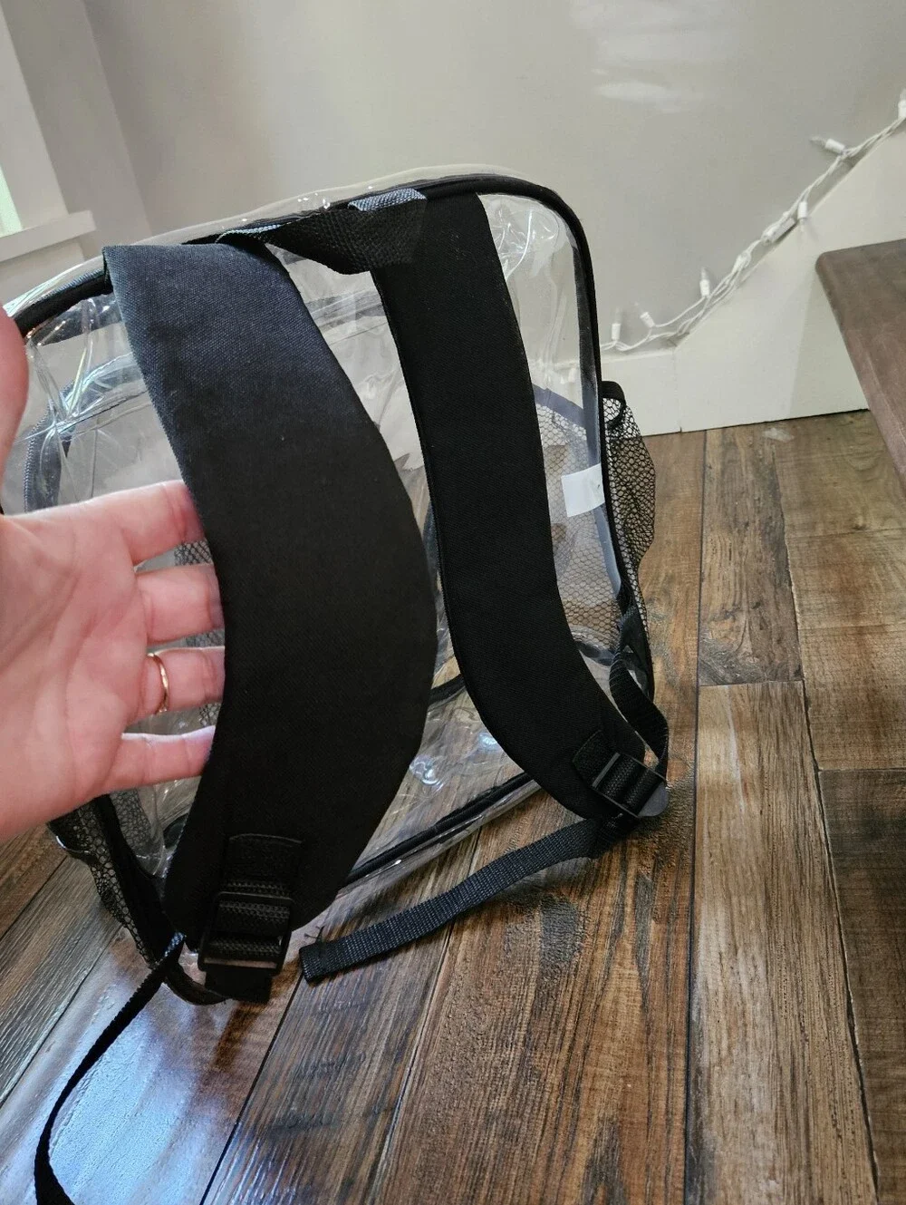 Clear PVC Large Backpack with Black Trim - Transparent School & Travel Bag